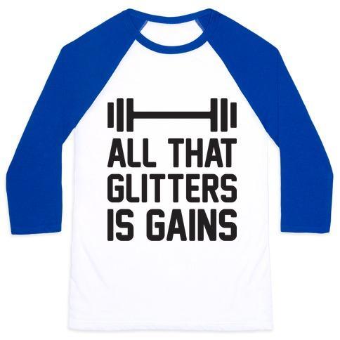 Virgin Teez  Baseball Tee Unisex Classic Baseball Tee / x-small / White/Blue ALL THAT GLITTERS IS GAINS UNISEX CLASSIC BASEBALL TEE