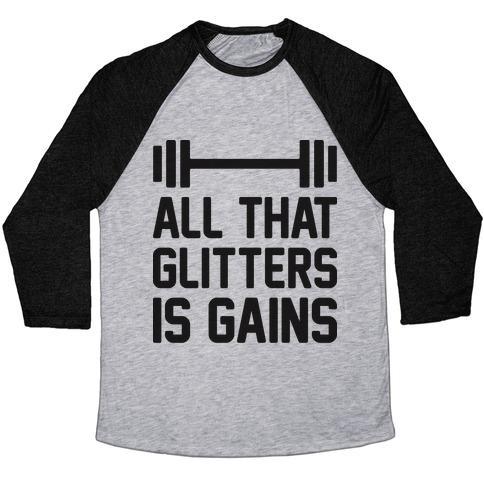 Virgin Teez  Baseball Tee Unisex Tri-Blend Baseball Tee / small / Athletic Gray / Black ALL THAT GLITTERS IS GAINS UNISEX TRI-BLEND BASEBALL TEE