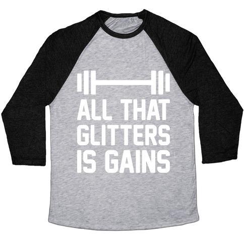 Virgin Teez  Baseball Tee Unisex Tri-Blend Baseball Tee / small / Athletic Gray / Black ALL THAT GLITTERS IS GAINS UNISEX TRI-BLEND BASEBALL TEE