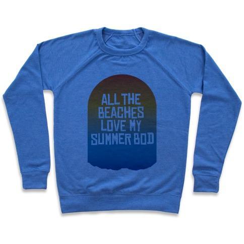 Virgin Teez  Pullover Crewneck Sweatshirt / x-small / Heathered Blue ALL THE BEACHES CREWNECK SWEATSHIRT