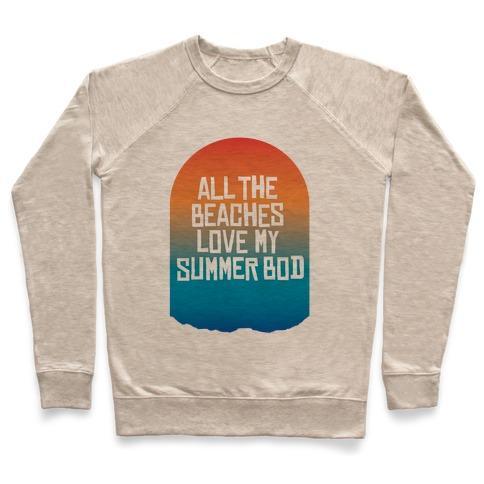 Virgin Teez  Pullover Crewneck Sweatshirt / x-small / Heathered Oatmeal ALL THE BEACHES CREWNECK SWEATSHIRT