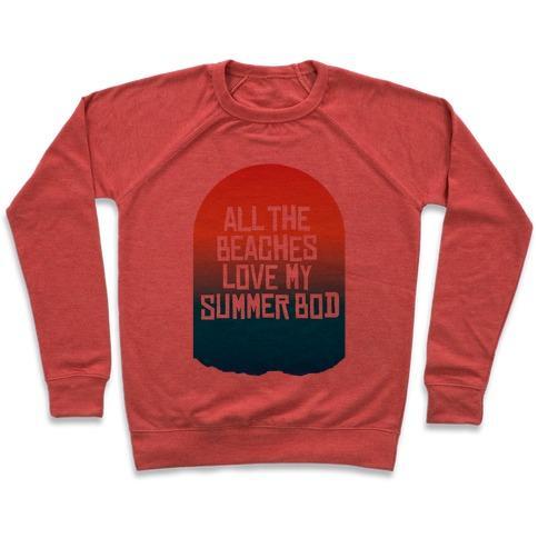 Virgin Teez  Pullover Crewneck Sweatshirt / x-small / Heathered Red ALL THE BEACHES CREWNECK SWEATSHIRT