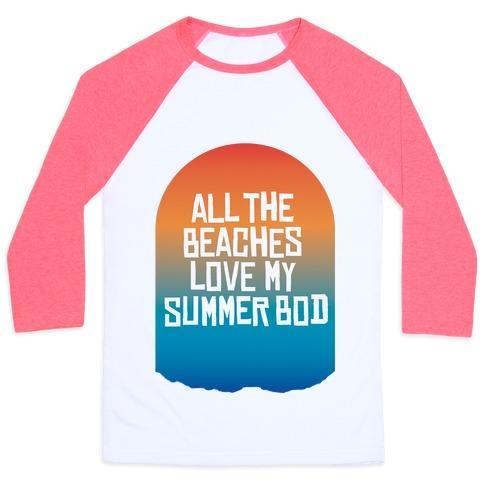 Virgin Teez  Baseball Tee Unisex Classic Baseball Tee / x-small / White/Neon Pink ALL THE BEACHES UNISEX CLASSIC BASEBALL TEE