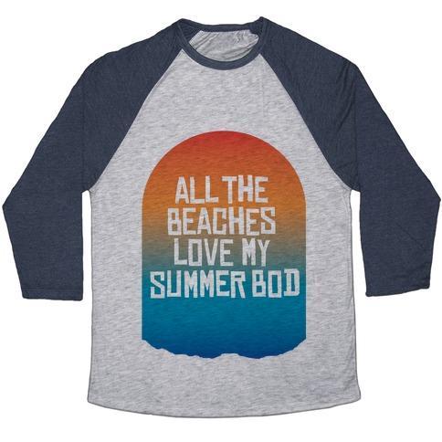 Virgin Teez  Baseball Tee Unisex Tri-Blend Baseball Tee / small / Athletic Gray / Navy ALL THE BEACHES UNISEX TRI-BLEND BASEBALL TEE