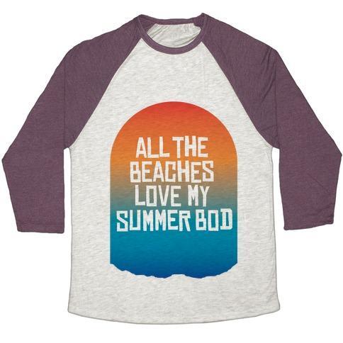 Virgin Teez  Baseball Tee Unisex Tri-Blend Baseball Tee / small / Oatmeal / Maroon ALL THE BEACHES UNISEX TRI-BLEND BASEBALL TEE