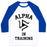 Virgin Teez  Baseball Tee Unisex Classic Baseball Tee / x-small / White/Blue ALPHA IN TRAINING UNISEX CLASSIC BASEBALL TEE