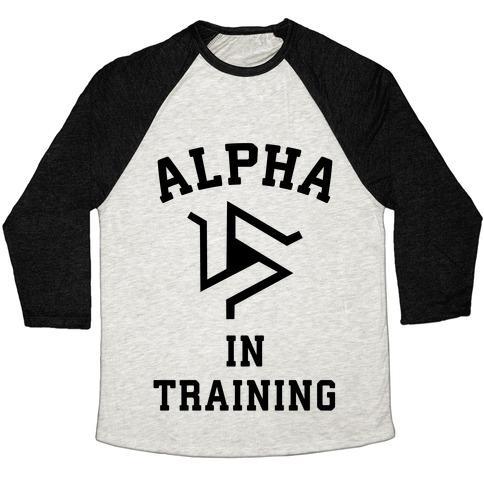 Virgin Teez  Baseball Tee Unisex Tri-Blend Baseball Tee / small / Oatmeal / Black ALPHA IN TRAINING UNISEX TRI-BLEND BASEBALL TEE