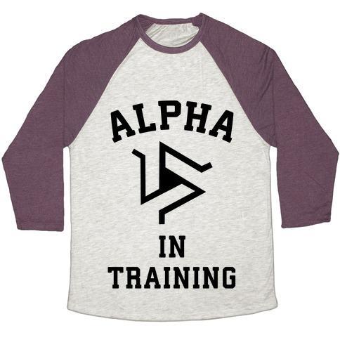 Virgin Teez  Baseball Tee Unisex Tri-Blend Baseball Tee / small / Oatmeal / Maroon ALPHA IN TRAINING UNISEX TRI-BLEND BASEBALL TEE