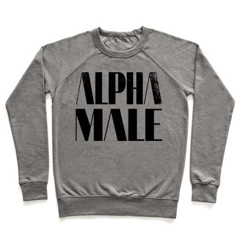 Virgin Teez  Pullover Crewneck Sweatshirt / x-small / Heathered Gray ALPHA MALE CREWNECK SWEATSHIRT