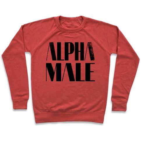 Virgin Teez  Pullover Crewneck Sweatshirt / x-small / Heathered Red ALPHA MALE CREWNECK SWEATSHIRT