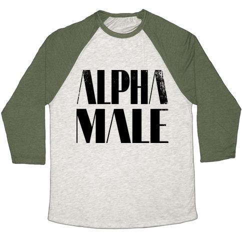 Virgin Teez  Baseball Tee Unisex Tri-Blend Baseball Tee / small / Oatmeal / Moss ALPHA MALE UNISEX TRI-BLEND BASEBALL TEE