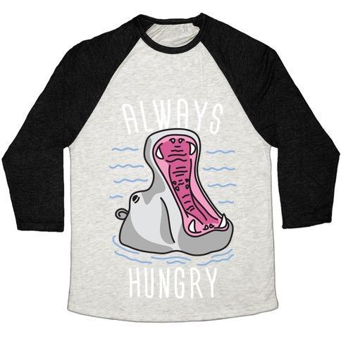 Virgin Teez  Baseball Tee Unisex Tri-Blend Baseball Tee / small / Oatmeal / Black ALWAYS HUNGRY UNISEX TRI-BLEND BASEBALL TEE
