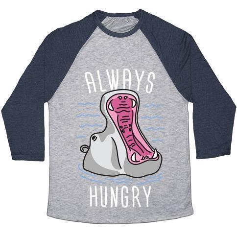 Virgin Teez  Baseball Tee Unisex Tri-Blend Baseball Tee / small / Athletic Gray / Navy ALWAYS HUNGRY UNISEX TRI-BLEND BASEBALL TEE