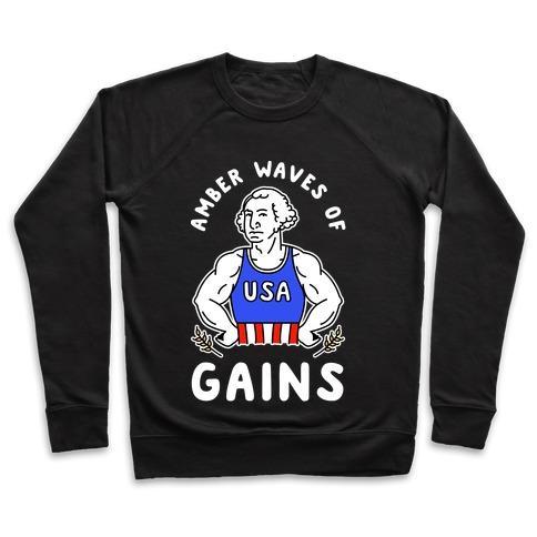 Virgin Teez  Pullover Crewneck Sweatshirt / x-small / Black AMBER WAVES OF GAINS CREWNECK SWEATSHIRT