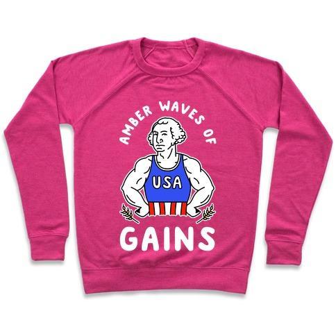 Virgin Teez  Pullover Crewneck Sweatshirt / x-small / Deep Pink AMBER WAVES OF GAINS CREWNECK SWEATSHIRT