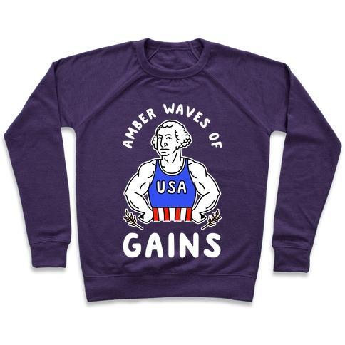 Virgin Teez  Pullover Crewneck Sweatshirt / x-small / Purple AMBER WAVES OF GAINS CREWNECK SWEATSHIRT