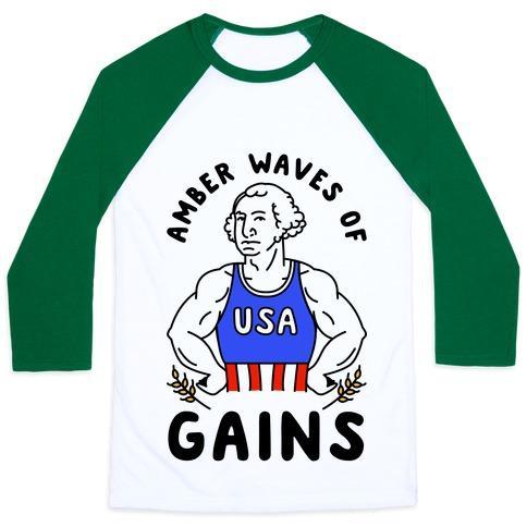 Virgin Teez  Baseball Tee Unisex Classic Baseball Tee / x-small / White/Dark Green AMBER WAVES OF GAINS UNISEX CLASSIC BASEBALL TEE
