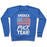 Virgin Teez  Pullover Crewneck Sweatshirt / x-small / Heathered Blue AMERICA PUCK YEAH HOCKEY FLAG CREWNECK SWEATSHIRT