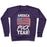 Virgin Teez  Pullover Crewneck Sweatshirt / x-small / Purple AMERICA PUCK YEAH HOCKEY FLAG CREWNECK SWEATSHIRT