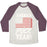 Virgin Teez  Baseball Tee Unisex Tri-Blend Baseball Tee / small / Oatmeal / Maroon AMERICA PUCK YEAH HOCKEY FLAG UNISEX TRI-BLEND BASEBALL TEE
