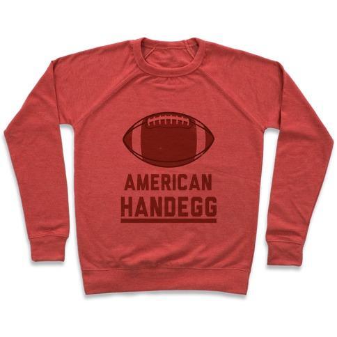 Virgin Teez  Pullover Crewneck Sweatshirt / x-small / Heathered Red AMERICAN HANDEGG CREWNECK SWEATSHIRT