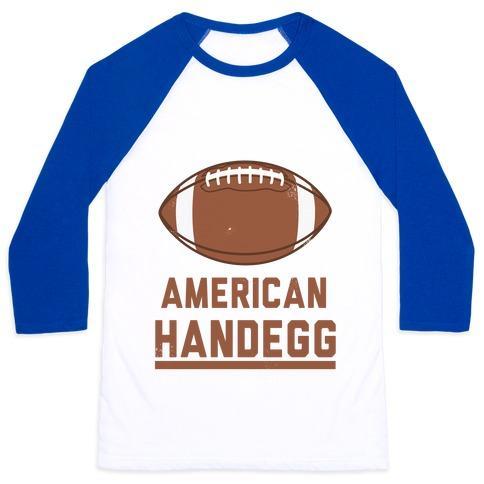 Virgin Teez  Baseball Tee Unisex Classic Baseball Tee / x-small / White/Blue AMERICAN HANDEGG UNISEX CLASSIC BASEBALL TEE