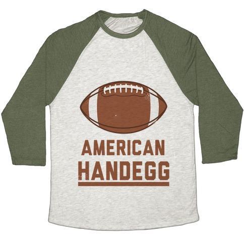 Virgin Teez  Baseball Tee Unisex Tri-Blend Baseball Tee / small / Oatmeal / Moss AMERICAN HANDEGG UNISEX TRI-BLEND BASEBALL TEE