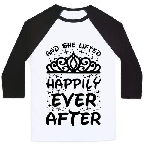 Virgin Teez  Baseball Tee Unisex Classic Baseball Tee / x-small / White/Black AND SHE LIFTED HAPPILY EVER AFTER UNISEX CLASSIC BASEBALL TEE