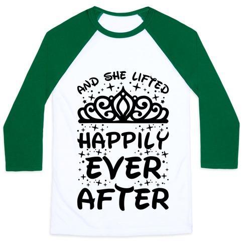 Virgin Teez  Baseball Tee Unisex Classic Baseball Tee / x-small / White/Dark Green AND SHE LIFTED HAPPILY EVER AFTER UNISEX CLASSIC BASEBALL TEE