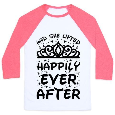 Virgin Teez  Baseball Tee Unisex Classic Baseball Tee / x-small / White/Neon Pink AND SHE LIFTED HAPPILY EVER AFTER UNISEX CLASSIC BASEBALL TEE