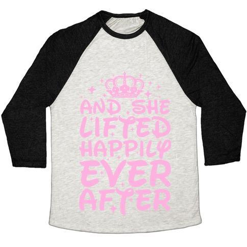 Virgin Teez  Baseball Tee Unisex Tri-Blend Baseball Tee / small / Oatmeal / Black AND SHE LIFTED HAPPILY EVER AFTER UNISEX TRI-BLEND BASEBALL TEE
