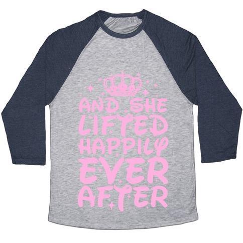 Virgin Teez  Baseball Tee Unisex Tri-Blend Baseball Tee / small / Athletic Gray / Navy AND SHE LIFTED HAPPILY EVER AFTER UNISEX TRI-BLEND BASEBALL TEE
