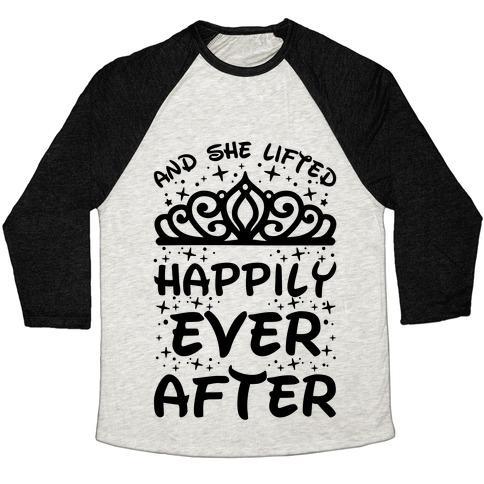 Virgin Teez  Baseball Tee Unisex Tri-Blend Baseball Tee / small / Oatmeal / Black AND SHE LIFTED HAPPILY EVER AFTER UNISEX TRI-BLEND BASEBALL TEE