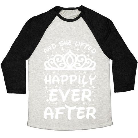 Virgin Teez  Baseball Tee Unisex Tri-Blend Baseball Tee / small / Oatmeal / Black AND SHE LIFTED HAPPILY EVER AFTER UNISEX TRI-BLEND BASEBALL TEE