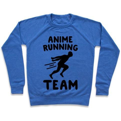 Virgin Teez  Pullover Crewneck Sweatshirt / x-small / Heathered Blue ANIME RUNNING TEAM CREWNECK SWEATSHIRT