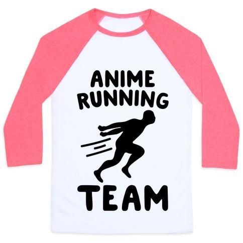 Virgin Teez  Baseball Tee Unisex Classic Baseball Tee / x-small / White/Neon Pink ANIME RUNNING TEAM UNISEX CLASSIC BASEBALL TEE