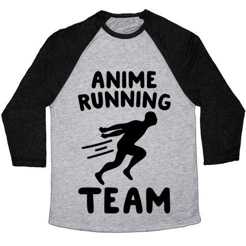 Virgin Teez  Baseball Tee Unisex Tri-Blend Baseball Tee / small / Athletic Gray / Black ANIME RUNNING TEAM UNISEX TRI-BLEND BASEBALL TEE