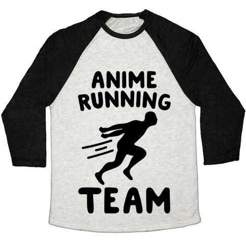 Virgin Teez  Baseball Tee Unisex Tri-Blend Baseball Tee / small / Oatmeal / Black ANIME RUNNING TEAM UNISEX TRI-BLEND BASEBALL TEE