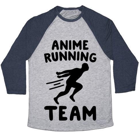 Virgin Teez  Baseball Tee Unisex Tri-Blend Baseball Tee / small / Athletic Gray / Navy ANIME RUNNING TEAM UNISEX TRI-BLEND BASEBALL TEE