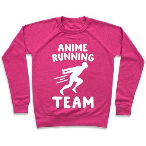 Virgin Teez  Pullover Crewneck Sweatshirt / x-small / Deep Pink ANIME RUNNING TEAM WHITE PRINT CREWNECK SWEATSHIRT