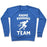 Virgin Teez  Pullover Crewneck Sweatshirt / x-small / Heathered Blue ANIME RUNNING TEAM WHITE PRINT CREWNECK SWEATSHIRT
