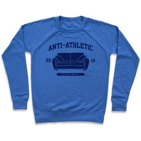 Virgin Teez  Pullover Crewneck Sweatshirt / x-small / Heathered Blue ANTI ATHLETIC CLUB CREWNECK SWEATSHIRT