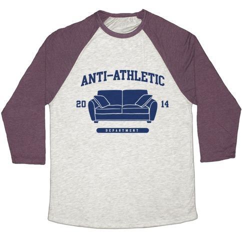 Virgin Teez  Baseball Tee Unisex Tri-Blend Baseball Tee / small / Oatmeal / Maroon ANTI ATHLETIC CLUB UNISEX TRI-BLEND BASEBALL TEE