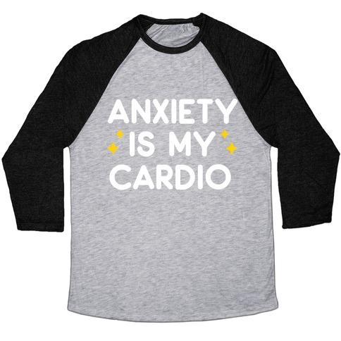 Virgin Teez  Baseball Tee Unisex Tri-Blend Baseball Tee / small / Athletic Gray / Black ANXIETY IS MY CARDIO UNISEX TRI-BLEND BASEBALL TEE