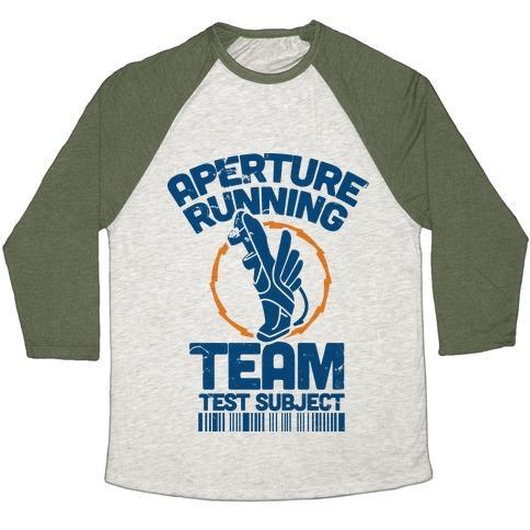 Virgin Teez  Baseball Tee Unisex Tri-Blend Baseball Tee / small / Oatmeal / Moss APERTURE RUNNING TEAM UNISEX TRI-BLEND BASEBALL TEE
