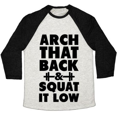 Virgin Teez  Baseball Tee Unisex Tri-Blend Baseball Tee / small / Oatmeal / Black ARCH YOUR BACK & SQUAT IT LOW UNISEX TRI-BLEND BASEBALL TEE