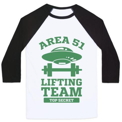 Virgin Teez  Baseball Tee Unisex Classic Baseball Tee / x-small / White/Black AREA 51 LIFTING TEAM UNISEX CLASSIC BASEBALL TEE