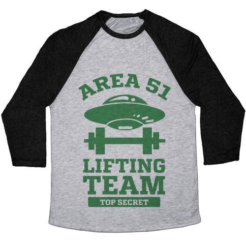 Virgin Teez  Baseball Tee Unisex Tri-Blend Baseball Tee / small / Athletic Gray / Black AREA 51 LIFTING TEAM UNISEX TRI-BLEND BASEBALL TEE