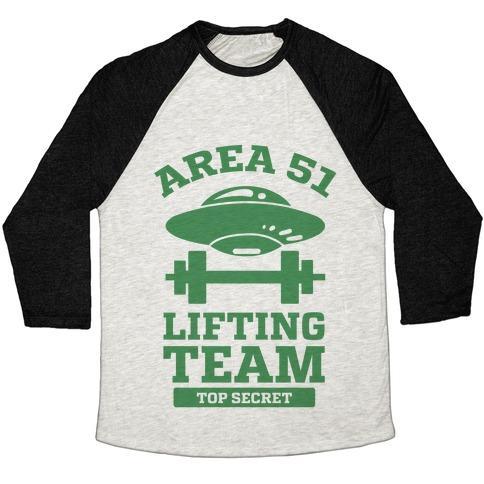 Virgin Teez  Baseball Tee Unisex Tri-Blend Baseball Tee / small / Oatmeal / Black AREA 51 LIFTING TEAM UNISEX TRI-BLEND BASEBALL TEE