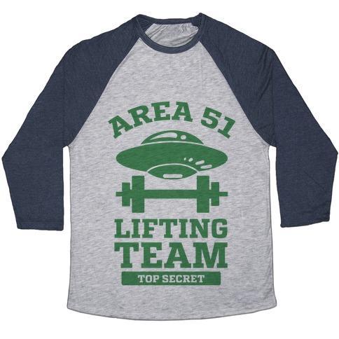 Virgin Teez  Baseball Tee Unisex Tri-Blend Baseball Tee / small / Athletic Gray / Navy AREA 51 LIFTING TEAM UNISEX TRI-BLEND BASEBALL TEE